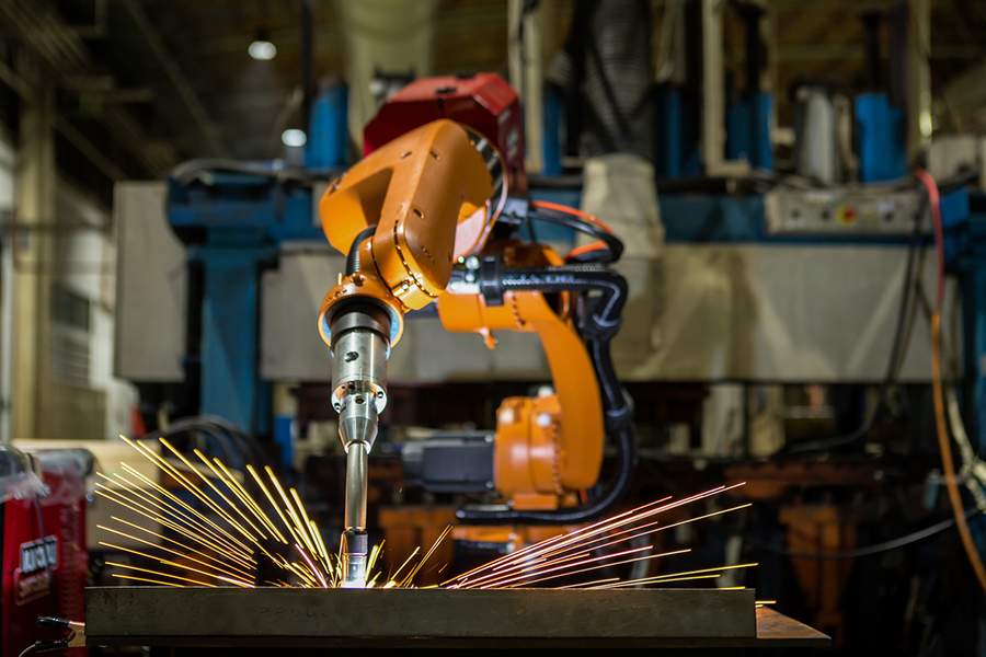 Robotic welding automation in factory production