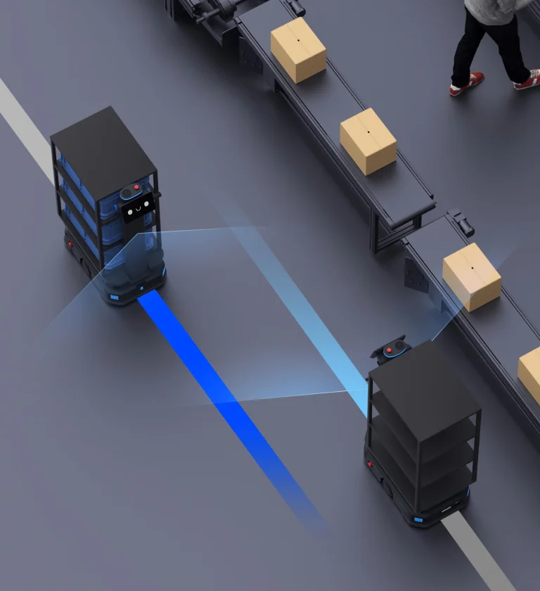 Pudu T300 robot demonstrating automatic transport process