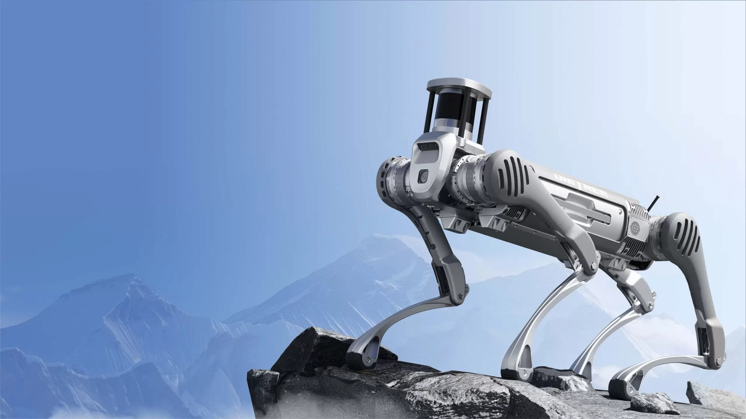 High-resolution image of Unitree B2-W robot in field demonstration