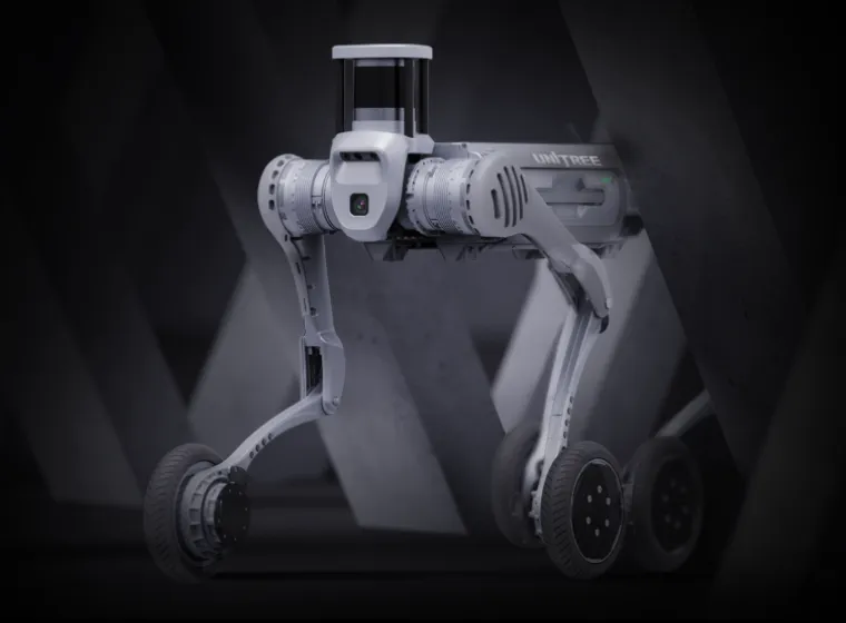 Unitree B2-W robot with quick battery replacement feature