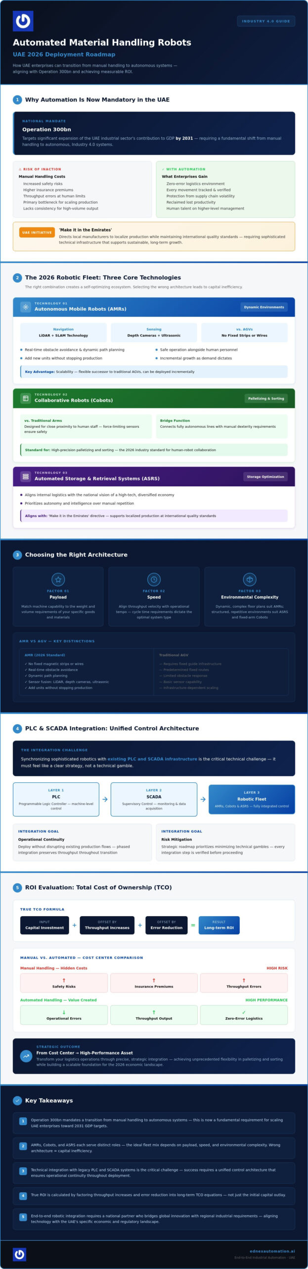 Automated Material Handling Robots UAE: The 2026 Strategic Integration Guide