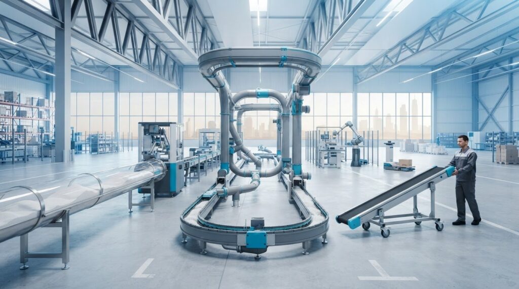 Conveyor system alternatives: compare pneumatic, tubular chain and portable options